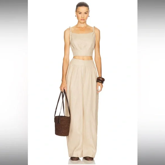 Camila Coelho Harlow Linen Pant in Flax, xs - Picture 3 of 4